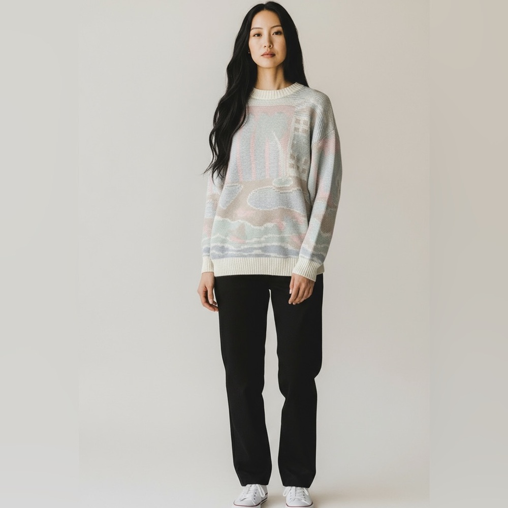 Crossings Vintage 90s Cozy Pastel Multicolor Sweater Made in USA